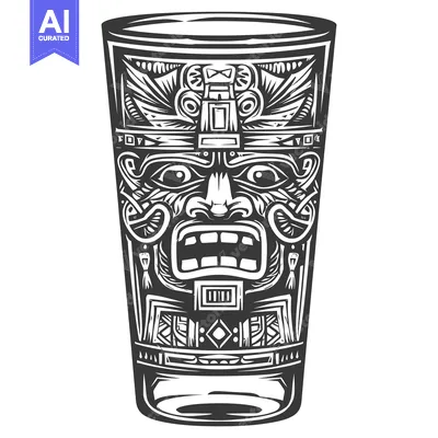 Aset premium populer: Ornate Glass with Tribal Mask Design