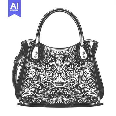 Aset desain premium: Ornate Handbag with Floral and Geometric Designs