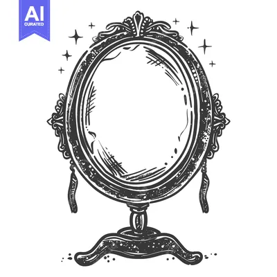 Aset premium populer: Ornate Hand-Drawn Antique Mirror with Sparkling Detail