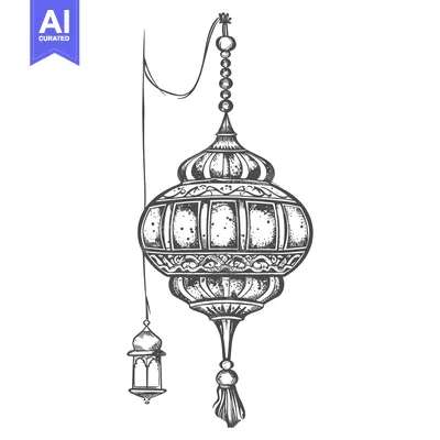 Ornate Hanging Lantern with Tassel and Small Lamp