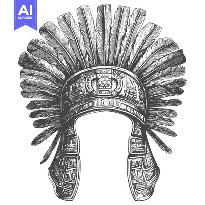 Premium design asset: Ornate Headdress with Elaborate Feather Detail