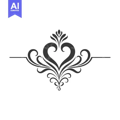Aset desain premium: Ornate Heart Design with Floral Elements