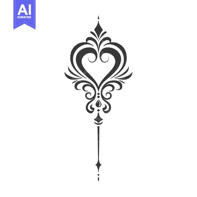Aset premium populer: Ornate Heart-Shaped Design with Swirls and Points