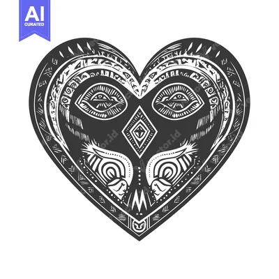 Popular premium asset: Ornate Heart-Shaped Design with Two Eyes and Geometric Patterns