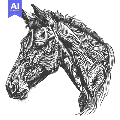 Popular premium asset: Ornate Horse Head with Intricate Pattern