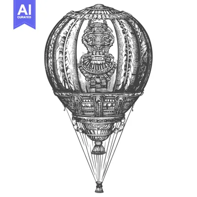 Premium design asset: Ornate Hot Air Balloon with Intricate Design and Decorative Elements