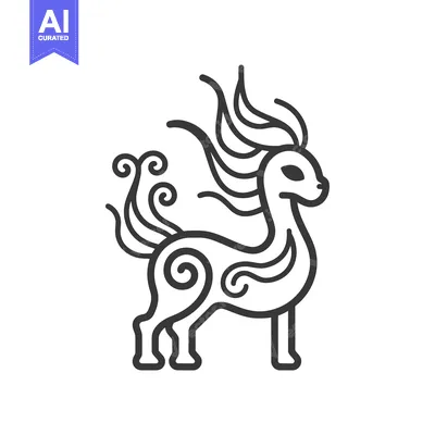 Aset premium populer: Ornate Line Art Depiction of a Mythical Creature