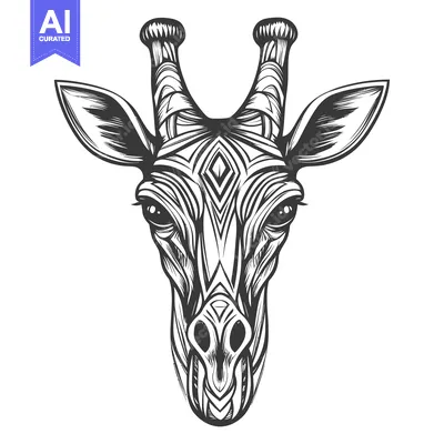 Ornate Patterned Giraffe Head Portrait