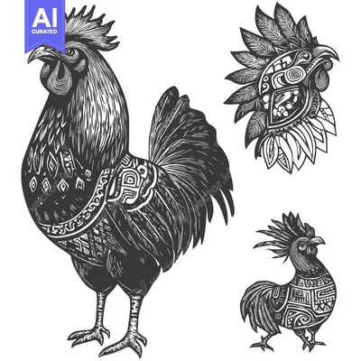 Premium design asset: Ornate Rooster and Rooster Head Designs