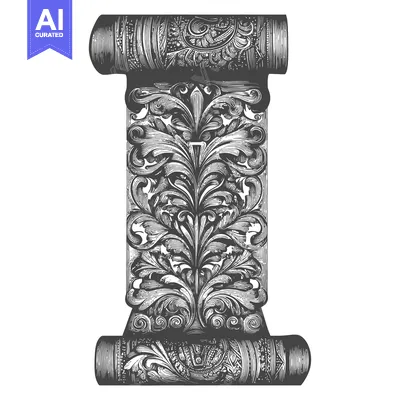 Ornate Scroll with Intricate Floral Design