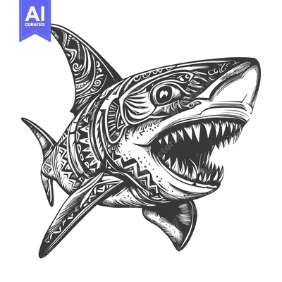 Ornate Shark with Open Mouth and Sharp Teeth