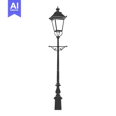 Aset premium populer: Ornate silhouette of a vintage street lamp