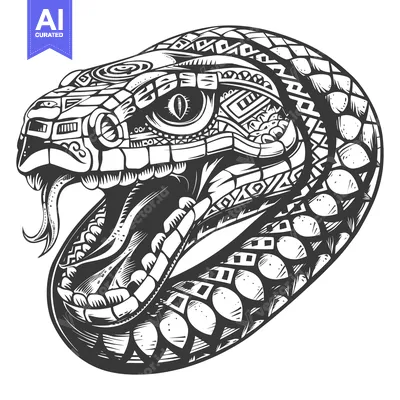 Ornate Snake Head With Open Mouth and Intricate Pattern