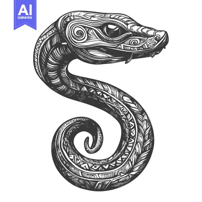 Ornate Snake with Detailed Pattern and Large Eye
