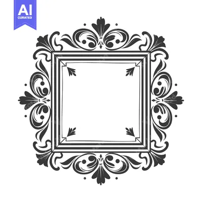 Premium design asset: Ornate Square Frame with Flourishes