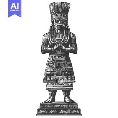 Aset desain premium: Ornate Statue of a Figure in Traditional Dress with a Crown