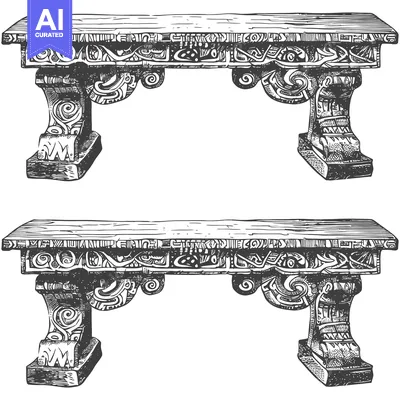 Aset premium populer: Ornate Stone Bench with Carved Details