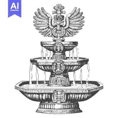 Aset desain premium: Ornate Stone Fountain with Mayan-Inspired Design
