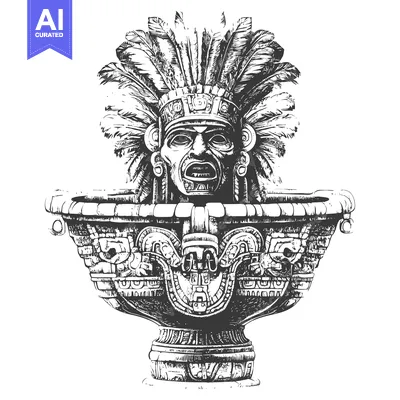 Popular premium asset: Ornate Stone Sculpture of an Ancient Mayan Head with Feathers