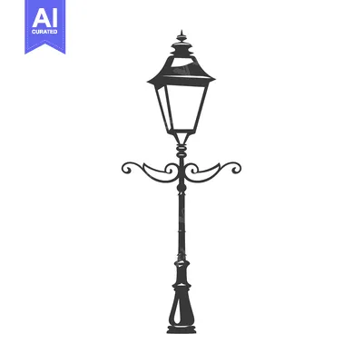 Aset desain premium: Ornate Street Lamp with Decorative Swirls