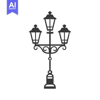 Ornate Street Lamp with Three Lampshades