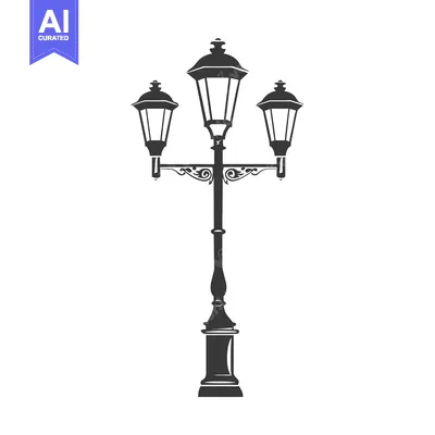 Aset desain premium: Ornate Street Lamp with Three Lights