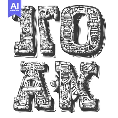 Aset premium populer: Ornate Stylized Letters Forming the Word "IOAK"