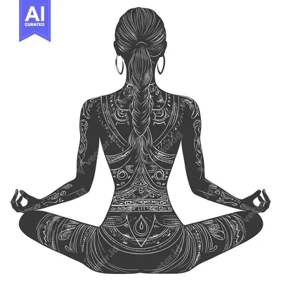 Popular premium asset: Ornate Tattooed Woman in Lotus Yoga Pose