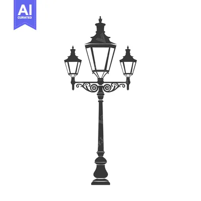 Premium design asset: Ornate Three-Light Street Lamp Silhouette