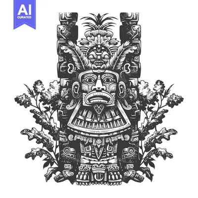 Ornate Totem Pole with Floral Motifs