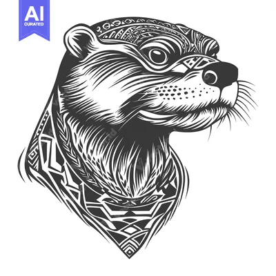 Premium design asset: Ornate Tribal Tattoo Design of an Otter's Head
