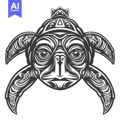 Aset desain premium: Ornate Turtle Illustration with Intricate Details
