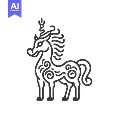 Ornate Unicorn with Spiraling Details