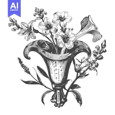Aset desain premium: Ornate Vase Filled with a Bouquet of Flowers