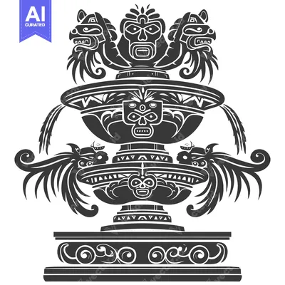 Aset premium populer: Ornate Vessel with Three Faces and Feathers