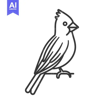 Popular premium asset: A simple black and white illustration of a bird perched casually