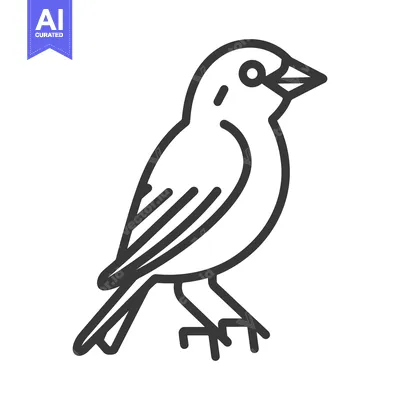 Aset desain premium: A minimalist line drawing of a small bird on white
