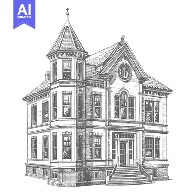A detailed illustration depicting an elaborate historical residential