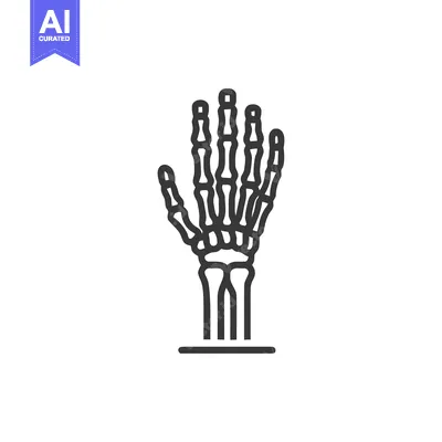 Anatomical Hand Skeleton Illustration: Medical Icon in Minimalist Line