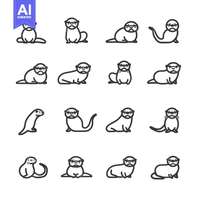 Aset premium populer: Otter Icon Set in Different Poses
