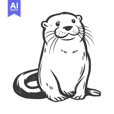 Popular premium asset: A cute and friendly otter is sitting and looking forward