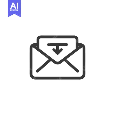 Aset desain premium: Minimalist Open Envelope Icon with Downward Arrow Symbol