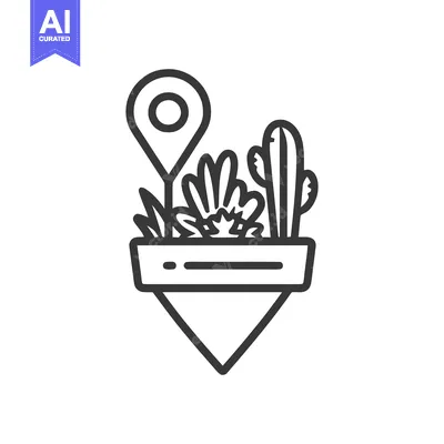Popular premium asset: Minimalist Icon of Potted Succulents with Location Pin, Black and Whit