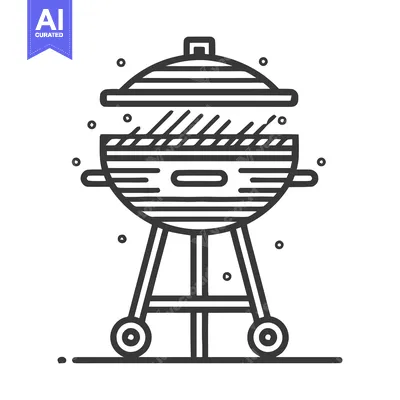 Minimalist Charcoal Grill Icon with Lid and Wheels, BBQ Ready