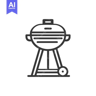 Aset premium populer: Minimalist Grill Icon: Sleek Black and White Barbecue Design