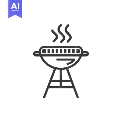 Minimalist Grill Icon with Rising Smoke, Isolated on White Background