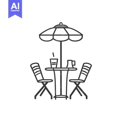Aset premium populer: Outdoor Table and Chairs with Umbrella, Drinks, and a Pitcher