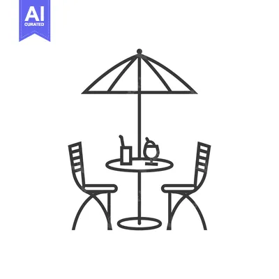 Aset premium populer: Outdoor Table Set with Umbrella and Drinks
