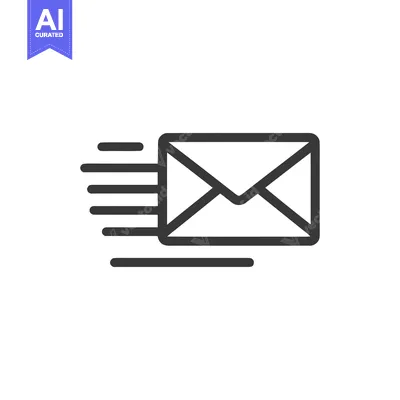 Aset desain premium: Fast Delivery: Stylized Mail Icon with Motion Lines on White Backgroun