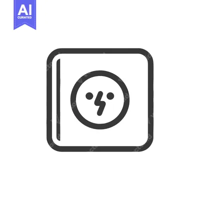 Aset premium populer: Minimalist Electrical Outlet Icon with Lightning Bolt Symbol in Dark G